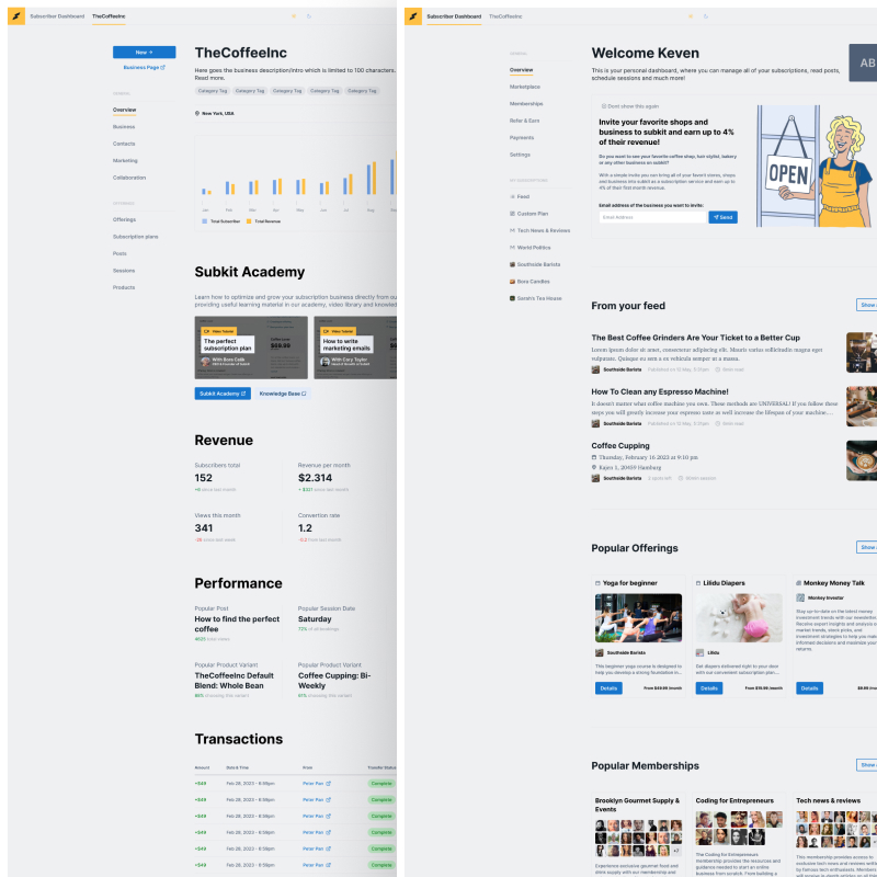 Subkit admin panels
